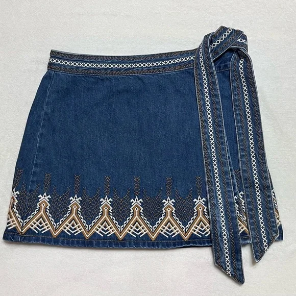 Free People Denim Wrap Skirt - Picture 1 of 4